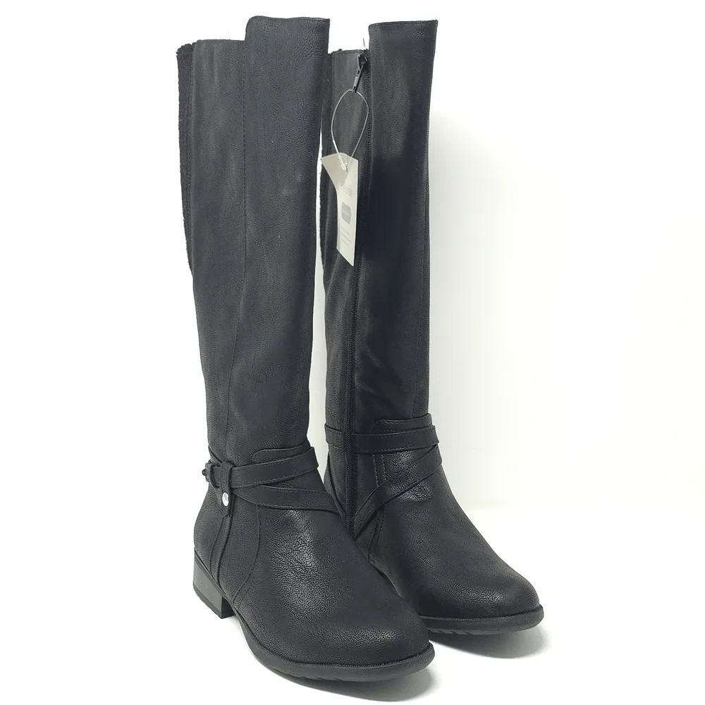LifeStride Xtrovert Black Wide Calf Riding Boots  Water-Resistant - Picture 2 of 12